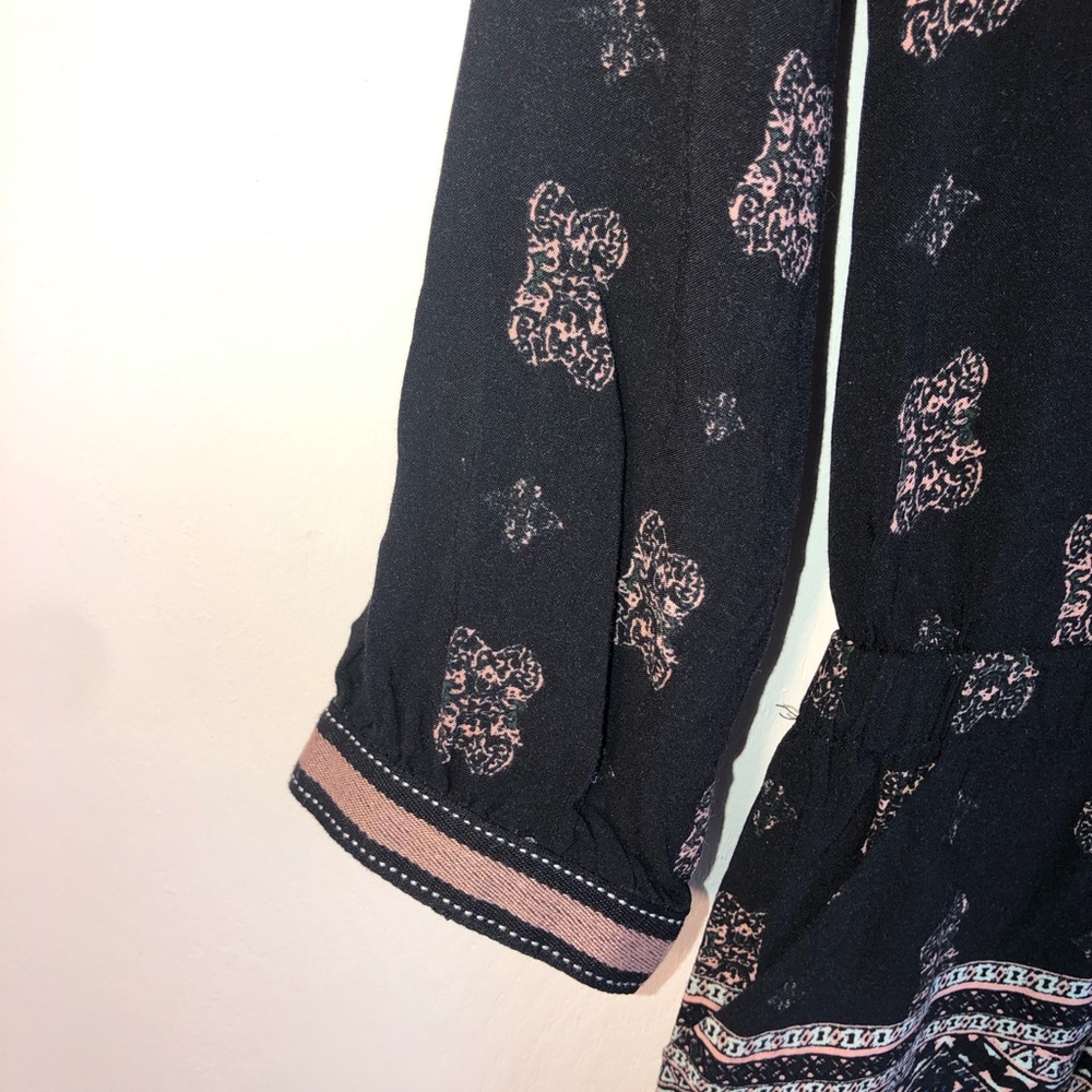 Kendall & Kylie boho black and pink long sleeve romper with side pockets - Picture 5 of 7